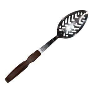 Cutco 12" Slotted Serving Spoon Brown Swirl Handle USA made No. 13 Vintage